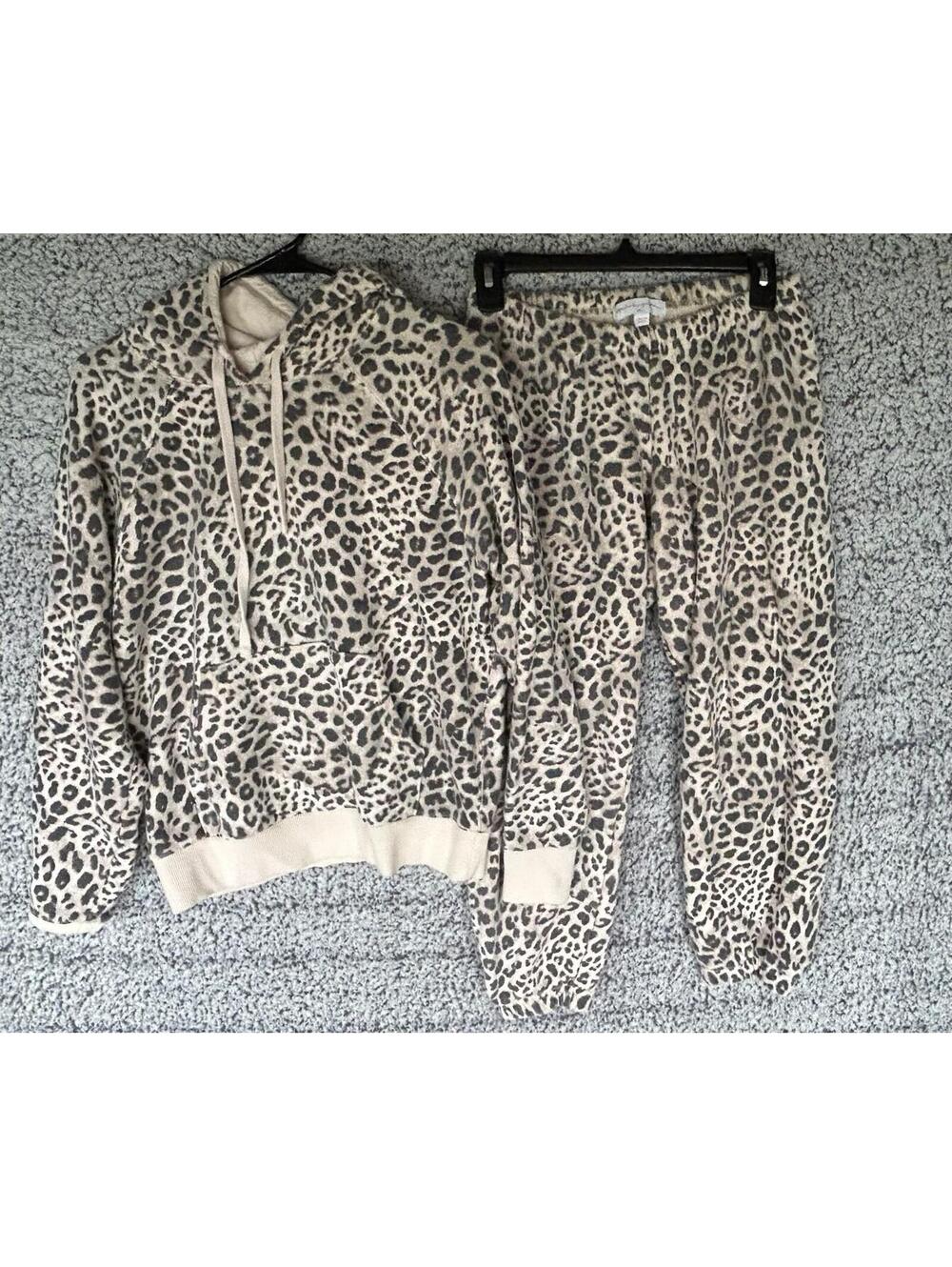 Spiritual Gangster Leopard Print Hoodie Jogger Set Womens Small Lounge
